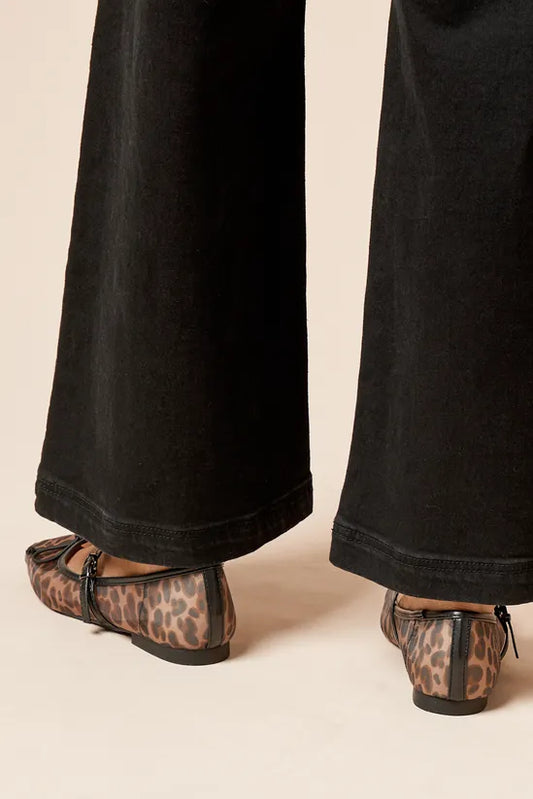 Gracelynn Leopard Mesh Mary Jane Ballet Pumps